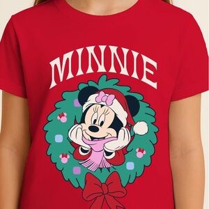 Girls Red Minnie Mouse Graphic T-Shirt Size XS (4-5)